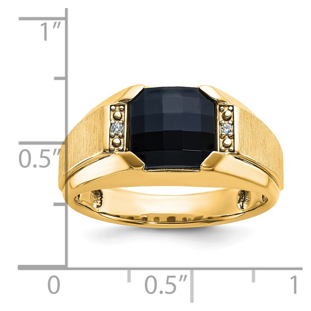10K Gelbgold Ibgoodman Herren Poliert und Satiniert Onyx.02 Karat A Qualität Diamant Ring