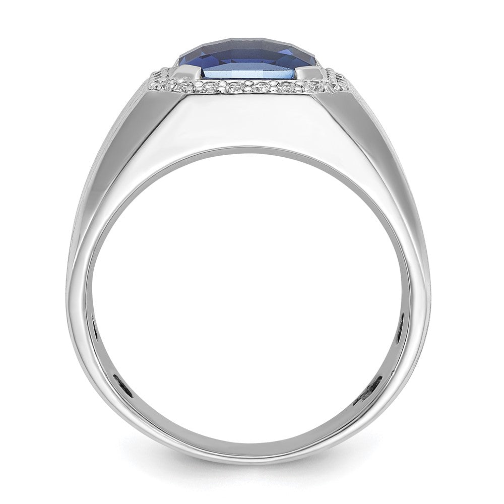 10K Weißgold Ibgoodman Herren Cr. Saphir und Diamant Komplett Ring