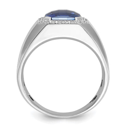 10K Weißgold Ibgoodman Herren Cr. Saphir und Diamant Komplett Ring