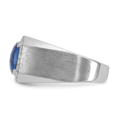 10K Weißgold Ibgoodman Herren Cr. Saphir und Diamant Komplett Ring
