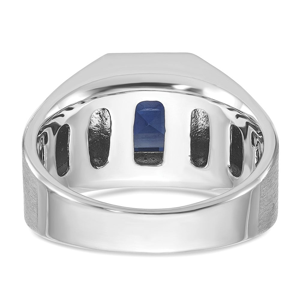 10K Weißgold Ibgoodman Herren Cr. Saphir und Diamant Komplett Ring