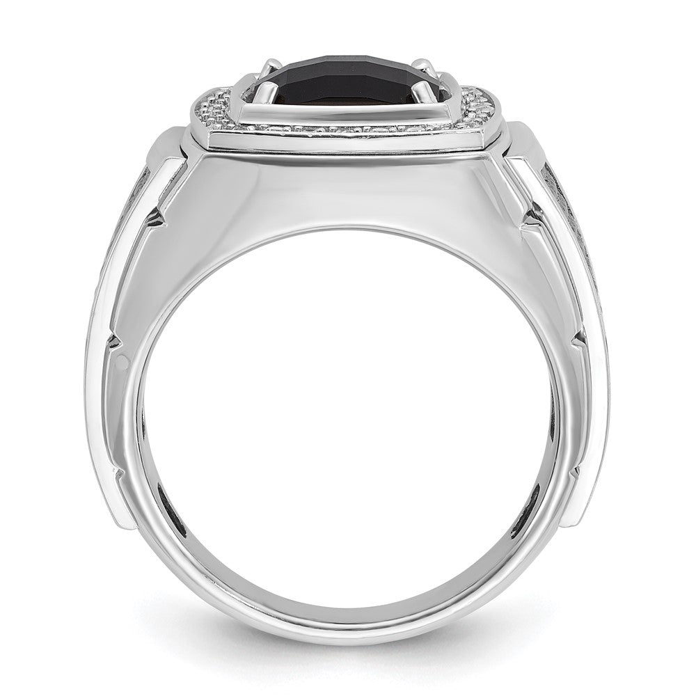 10K Weißgold Ibgoodman Herren Schwarz Rhodium Onyx und Diamant Komplett Ring