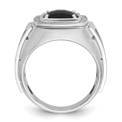 10K Weißgold Ibgoodman Herren Schwarz Rhodium Onyx und Diamant Komplett Ring