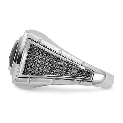 10K Weißgold Ibgoodman Herren Schwarz Rhodium Onyx und Diamant Komplett Ring