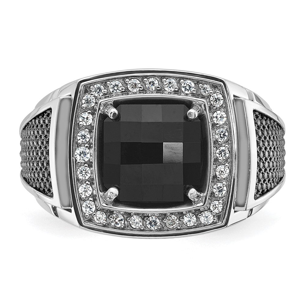 10K Weißgold Ibgoodman Herren Schwarz Rhodium Onyx und Diamant Komplett Ring