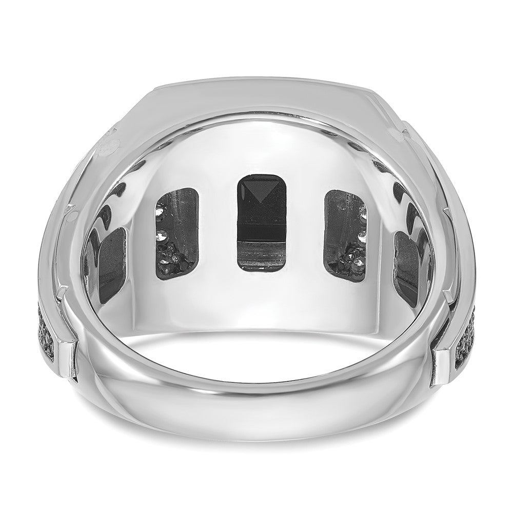 10K Weißgold Ibgoodman Herren Schwarz Rhodium Onyx und Diamant Komplett Ring