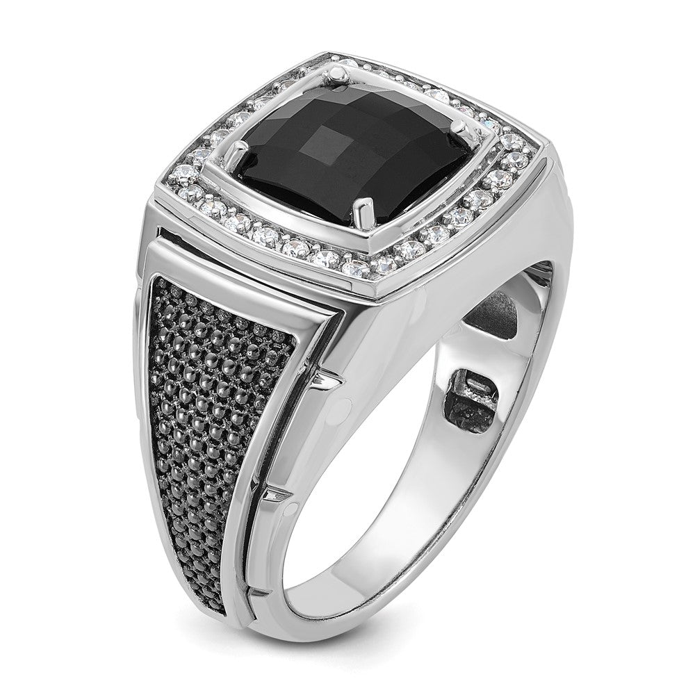 10K Weißgold Ibgoodman Herren Schwarz Rhodium Onyx und Diamant Komplett Ring