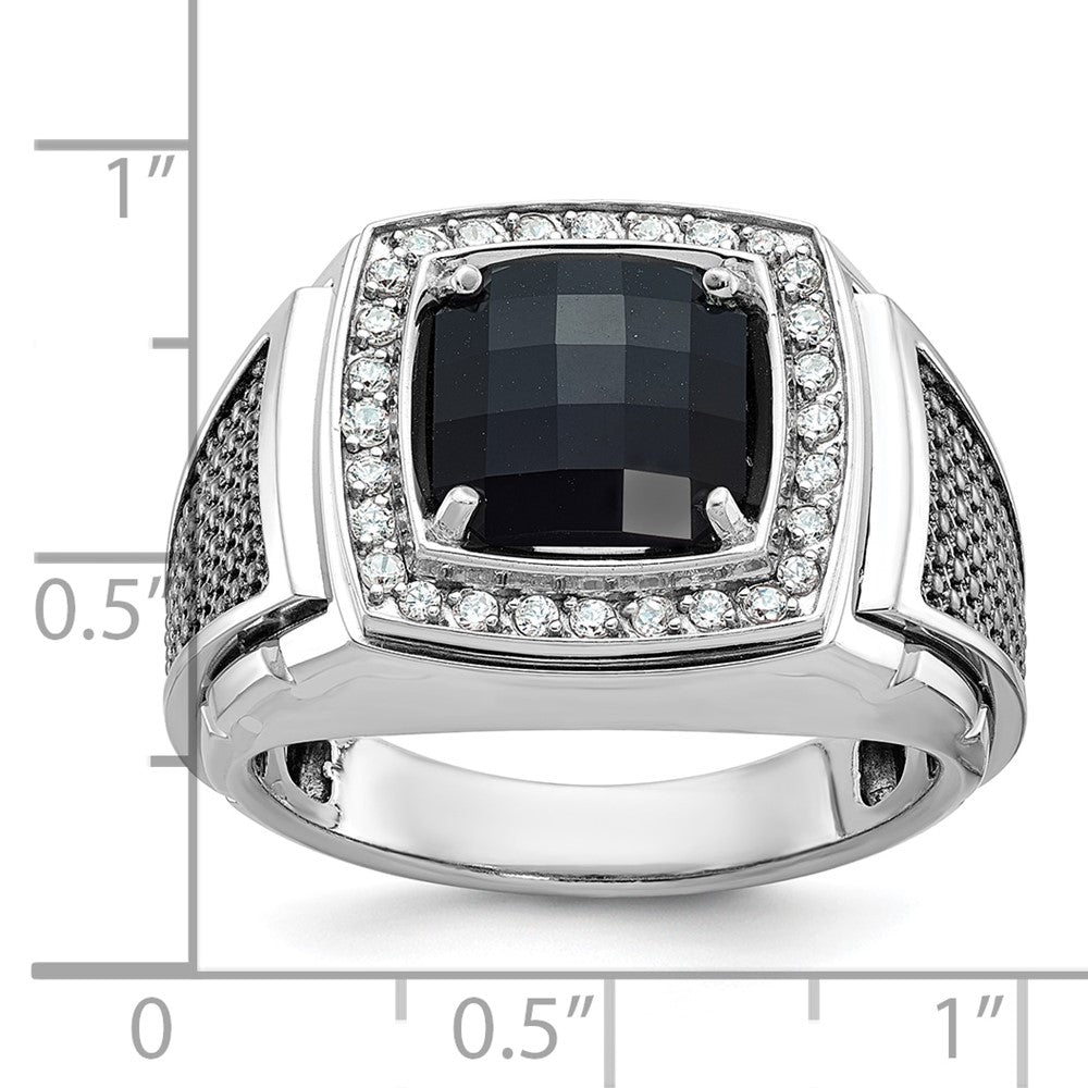 10K Weißgold Ibgoodman Herren Schwarz Rhodium Onyx und Diamant Komplett Ring