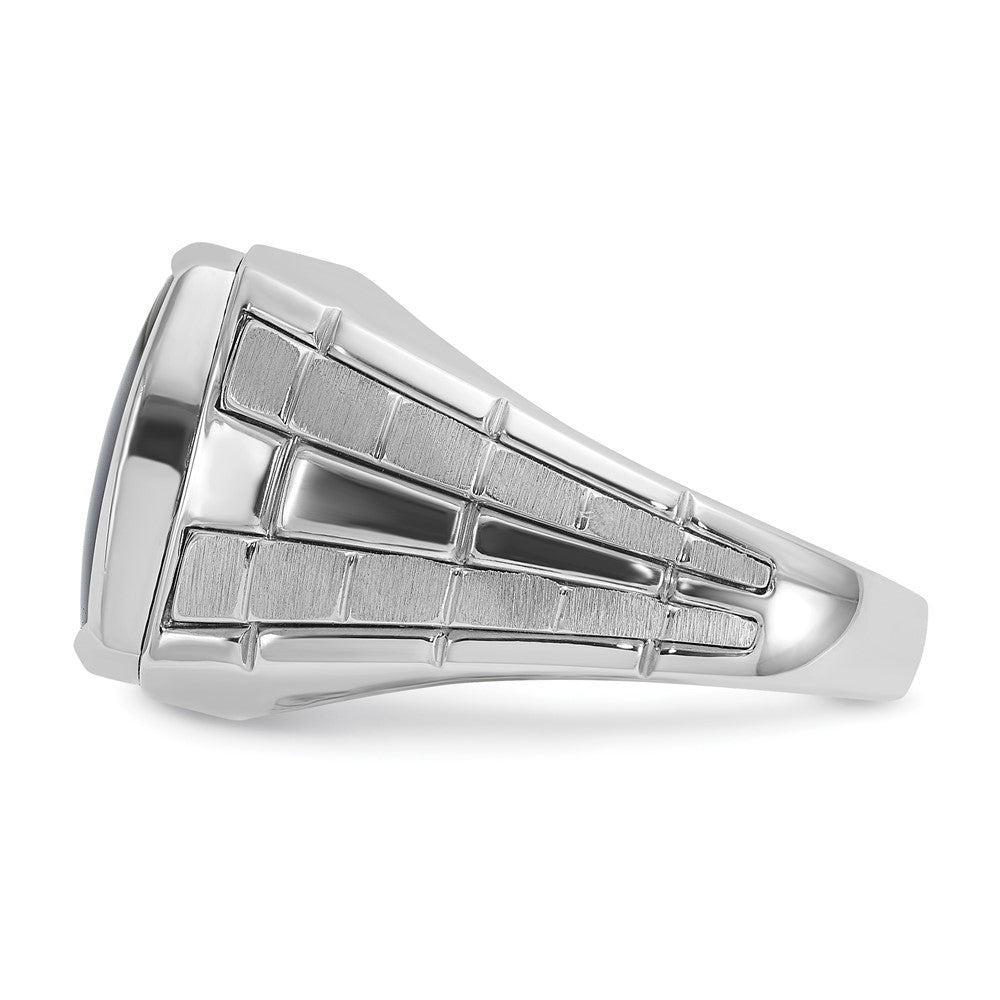 14K Weißgold Herren Ring, poliert und satiniert, mit Onyx