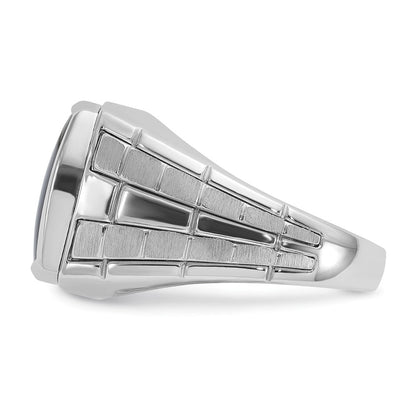 14K Weißgold Herren Ring, poliert und satiniert, mit Onyx
