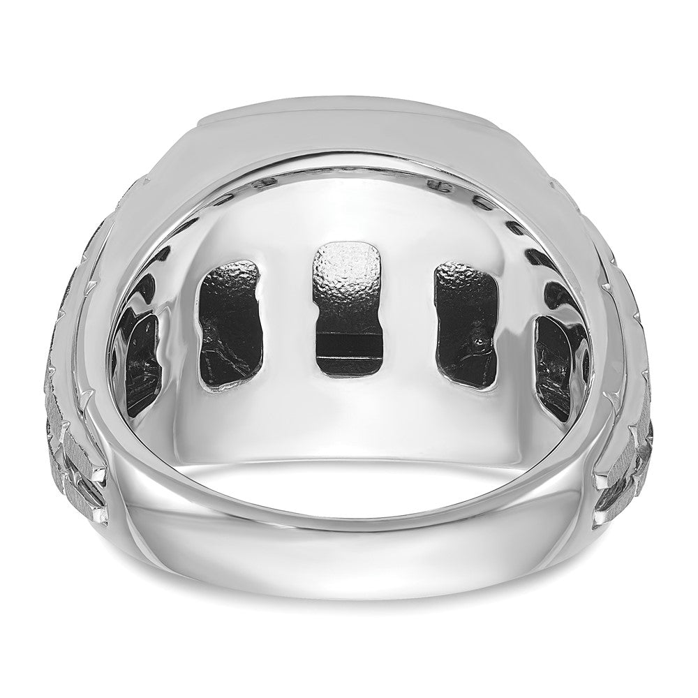 14K Weißgold Herren Ring, poliert und satiniert, mit Onyx