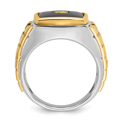 10K Bicolor Ibgoodman Herren Onyx und Diamant Komplett Ring