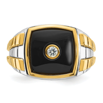 10K Bicolor Ibgoodman Herren Onyx und Diamant Komplett Ring