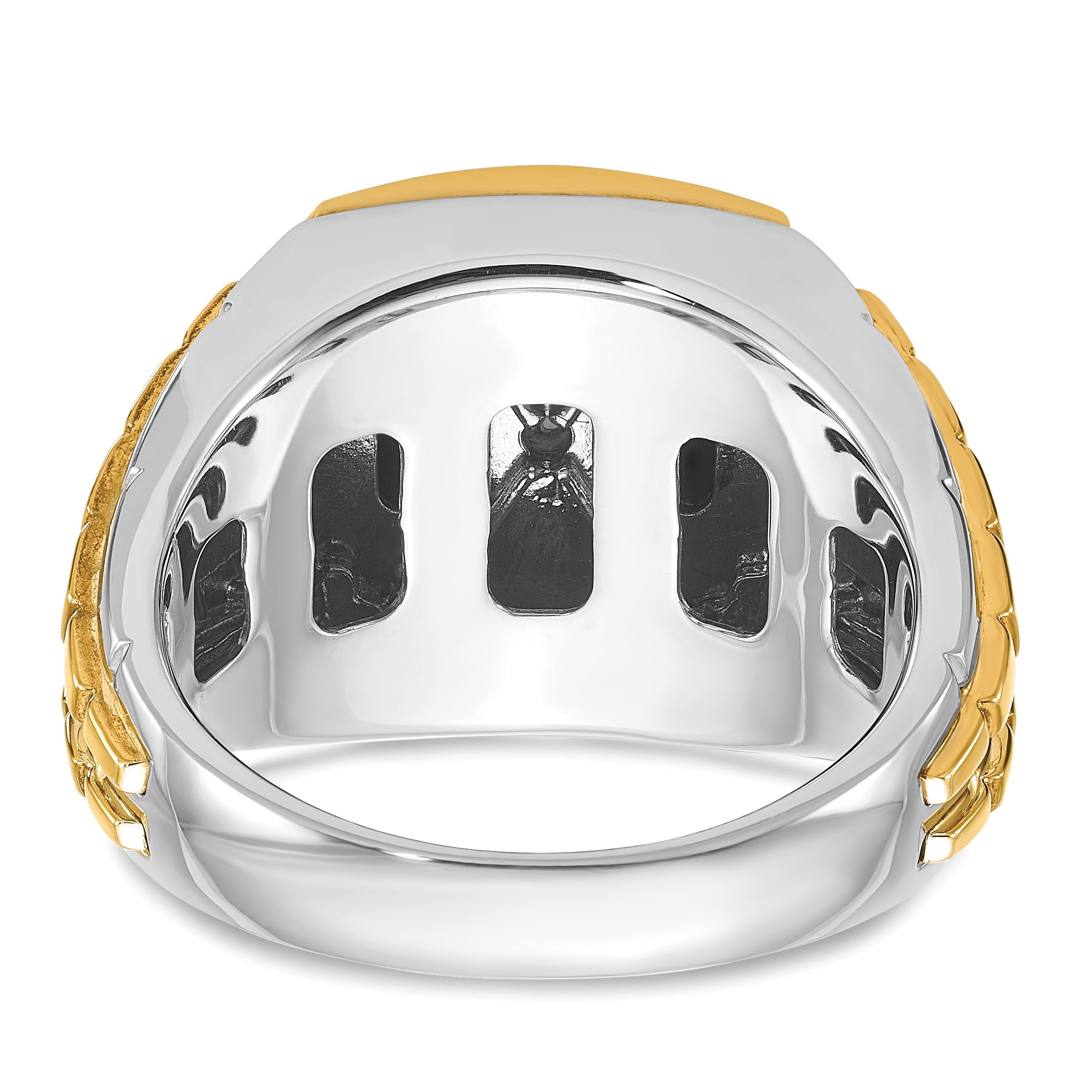 10K Bicolor Ibgoodman Herren Onyx und Diamant Komplett Ring
