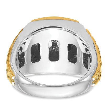 10K Bicolor Ibgoodman Herren Onyx und Diamant Komplett Ring