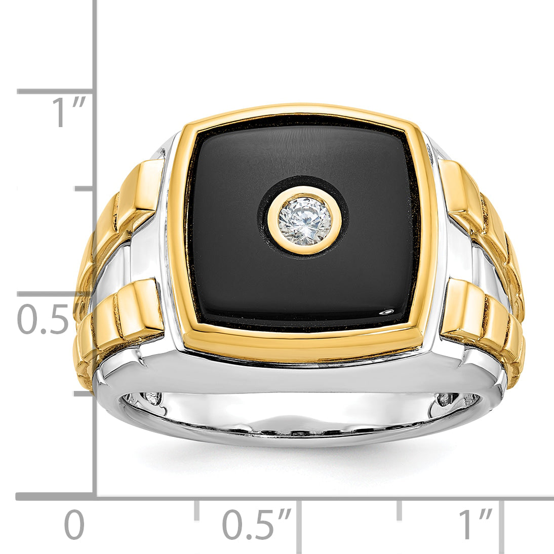 10K Bicolor Ibgoodman Herren Onyx und Diamant Komplett Ring