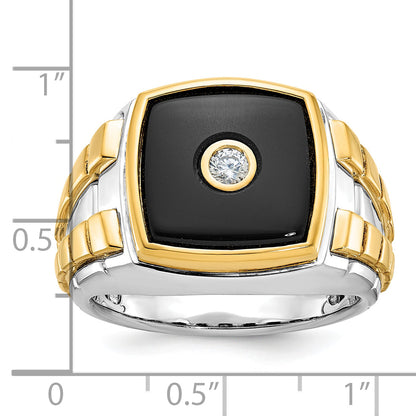 10K Bicolor Ibgoodman Herren Onyx und Diamant Komplett Ring