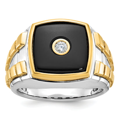 10K Bicolor Ibgoodman Herren Onyx und Diamant Komplett Ring