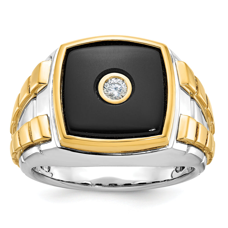 10K Bicolor Ibgoodman Herren Onyx und Diamant Komplett Ring
