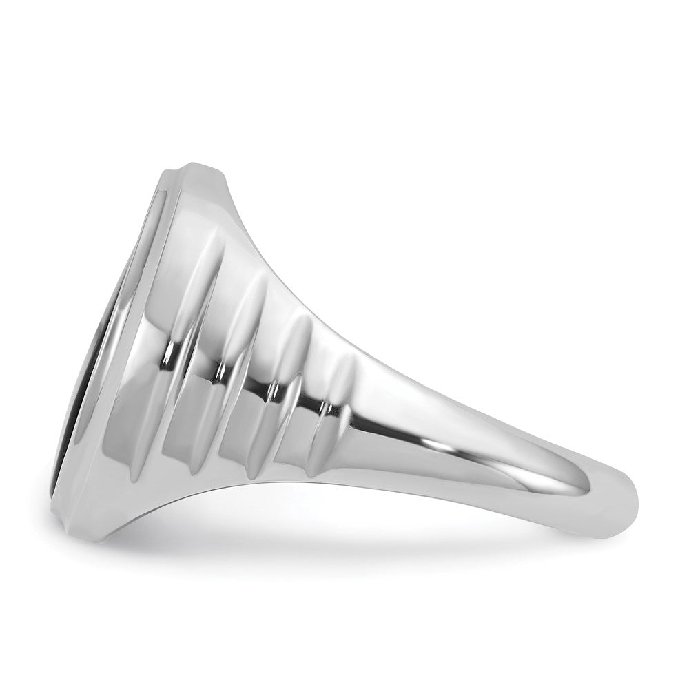 14K Weißgold Herren-Ring mit ovalem Onyx