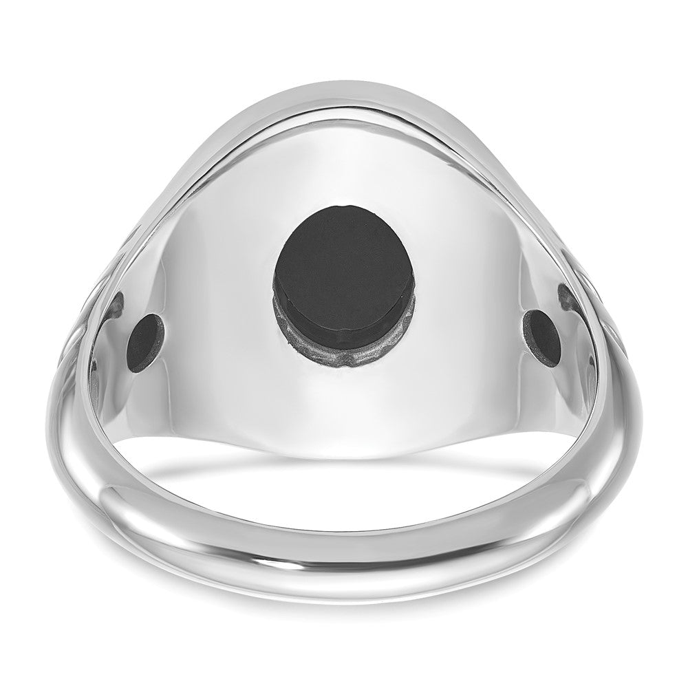 14K Weißgold Herren-Ring mit ovalem Onyx
