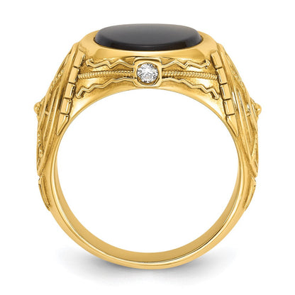 10K Gelbgold Ibgoodman Herren Onyx und Diamant Komplett Ring