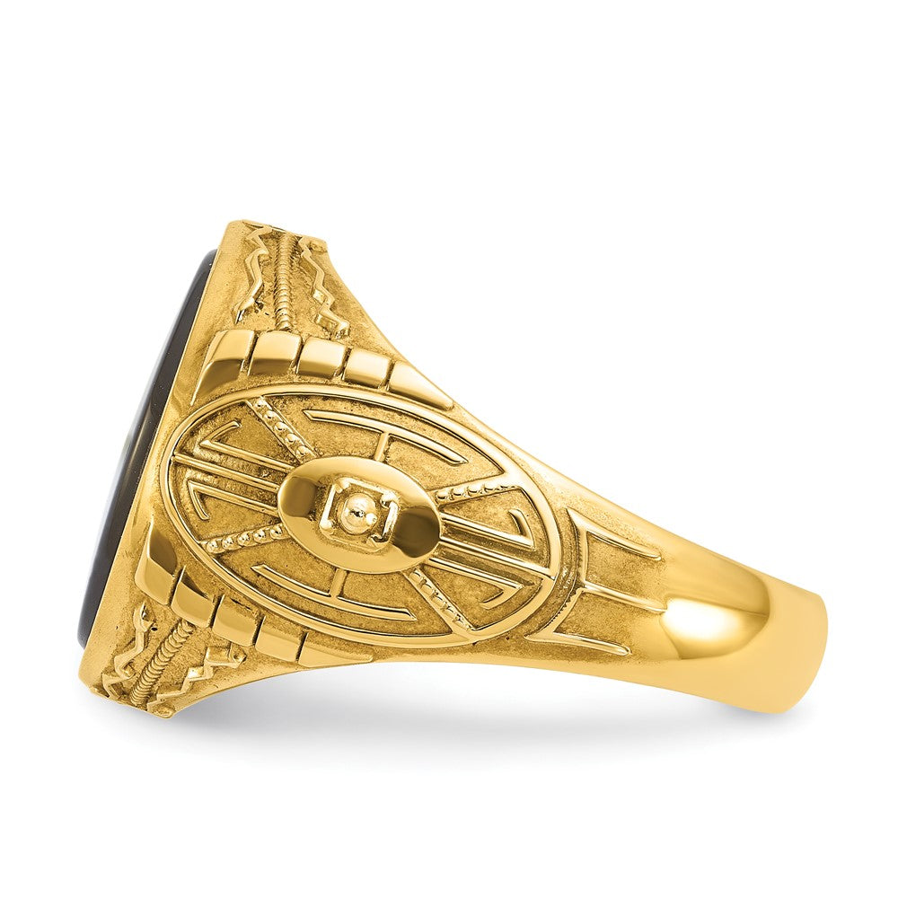 10K Gelbgold Ibgoodman Herren Onyx und Diamant Komplett Ring
