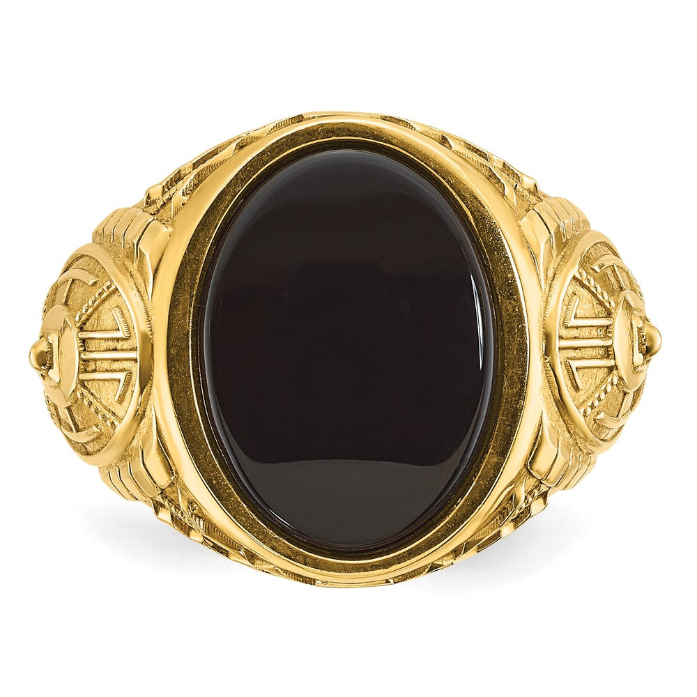 10K Gelbgold Ibgoodman Herren Onyx und Diamant Komplett Ring