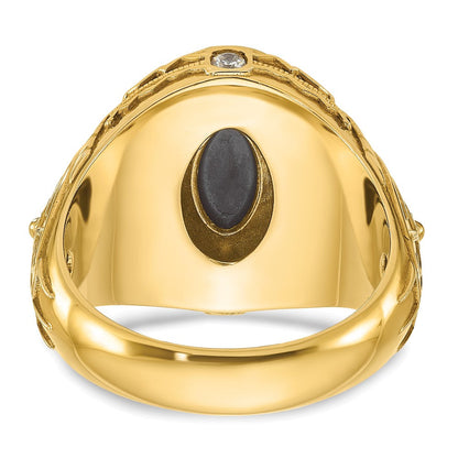 10K Gelbgold Ibgoodman Herren Onyx und Diamant Komplett Ring