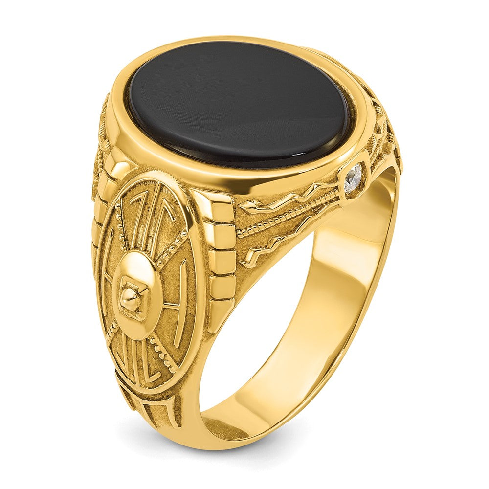 10K Gelbgold Ibgoodman Herren Onyx und Diamant Komplett Ring