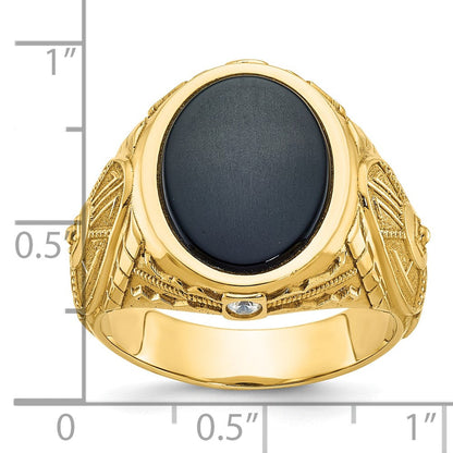 10K Gelbgold Ibgoodman Herren Onyx und Diamant Komplett Ring