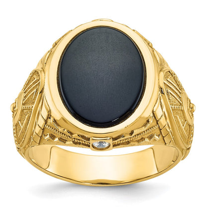 10K Gelbgold Ibgoodman Herren Onyx und Diamant Komplett Ring
