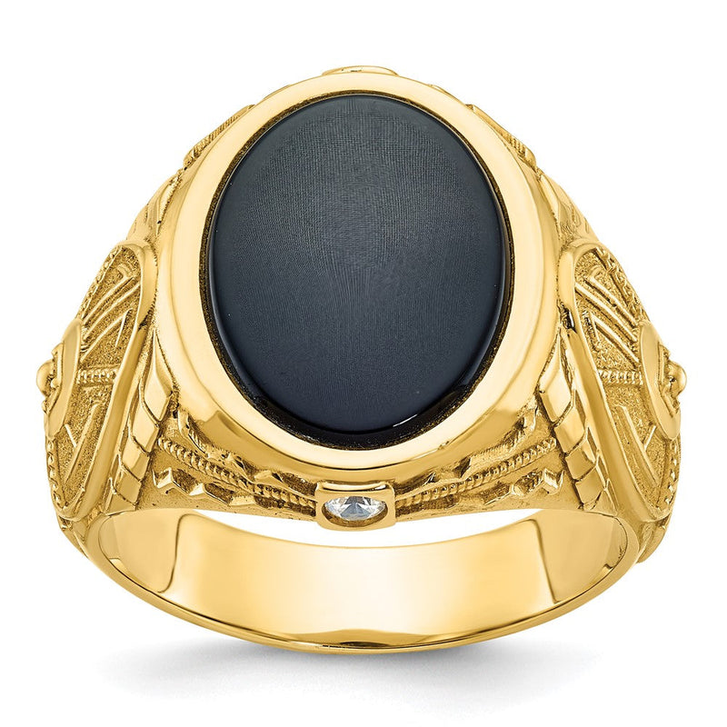 10K Gelbgold Ibgoodman Herren Onyx und Diamant Komplett Ring