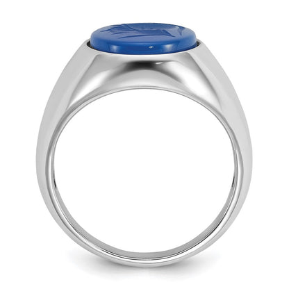 14K Weißgold Herren-Ring mit blauem Achat, komplett
