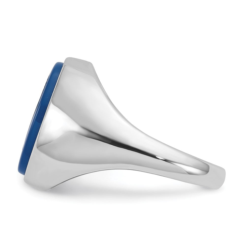 14K Weißgold Herren-Ring mit blauem Achat, komplett