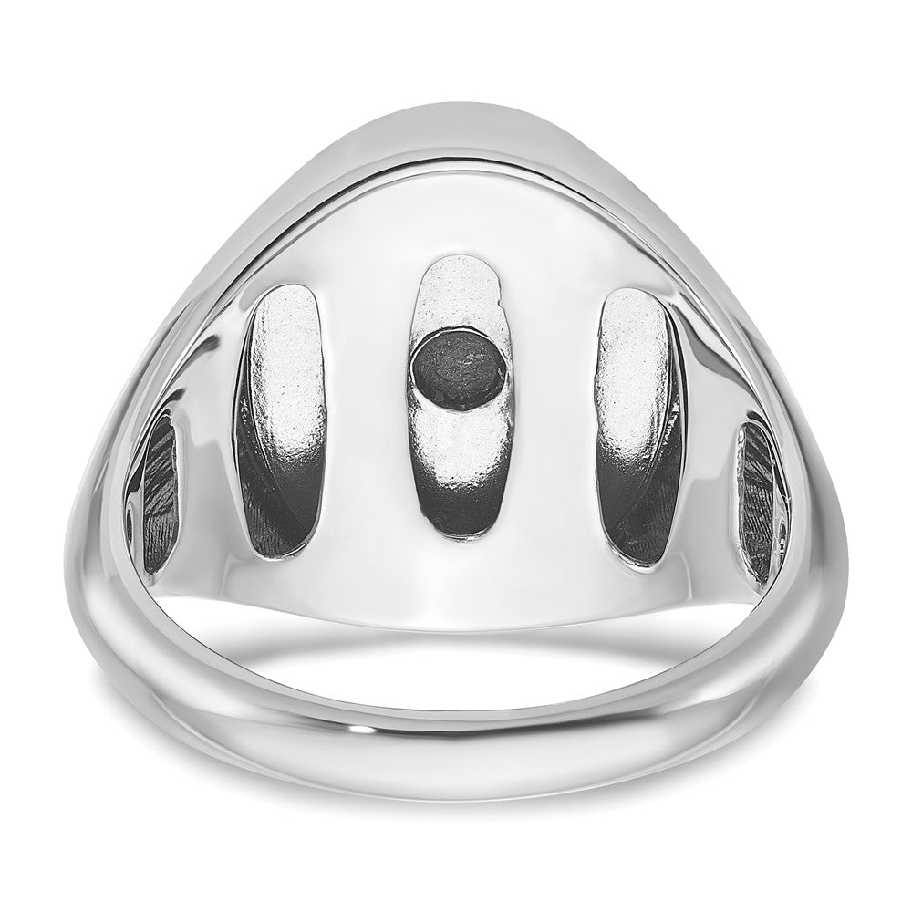 14K Weißgold Herren-Ring mit blauem Achat, komplett