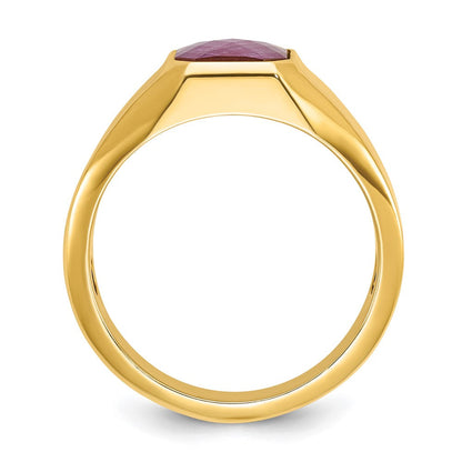 14K Gelbgold Herren-Ring mit komplett gefasstem Rubin-Dublett-Stein