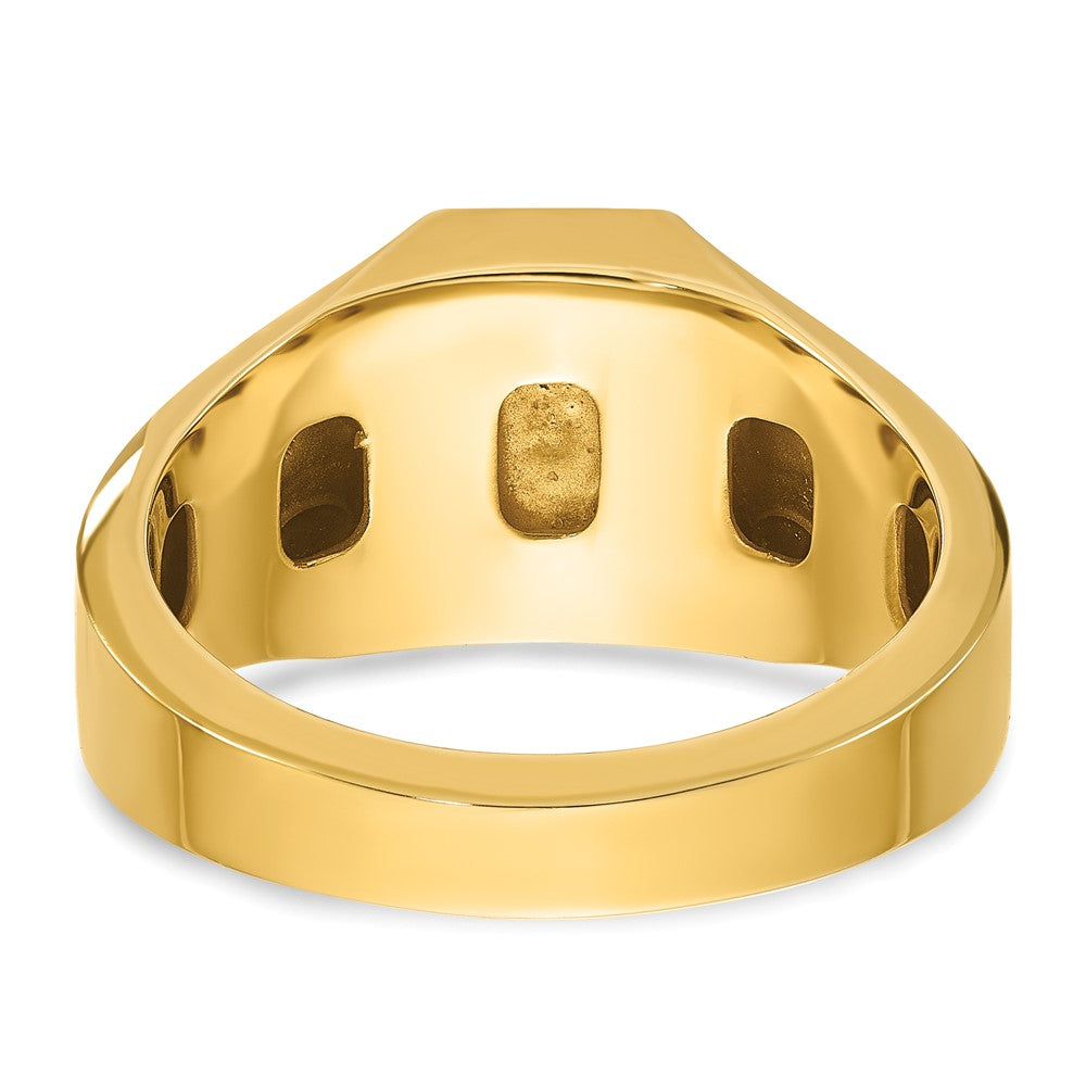 14K Gelbgold Herren-Ring mit komplett gefasstem Rubin-Dublett-Stein