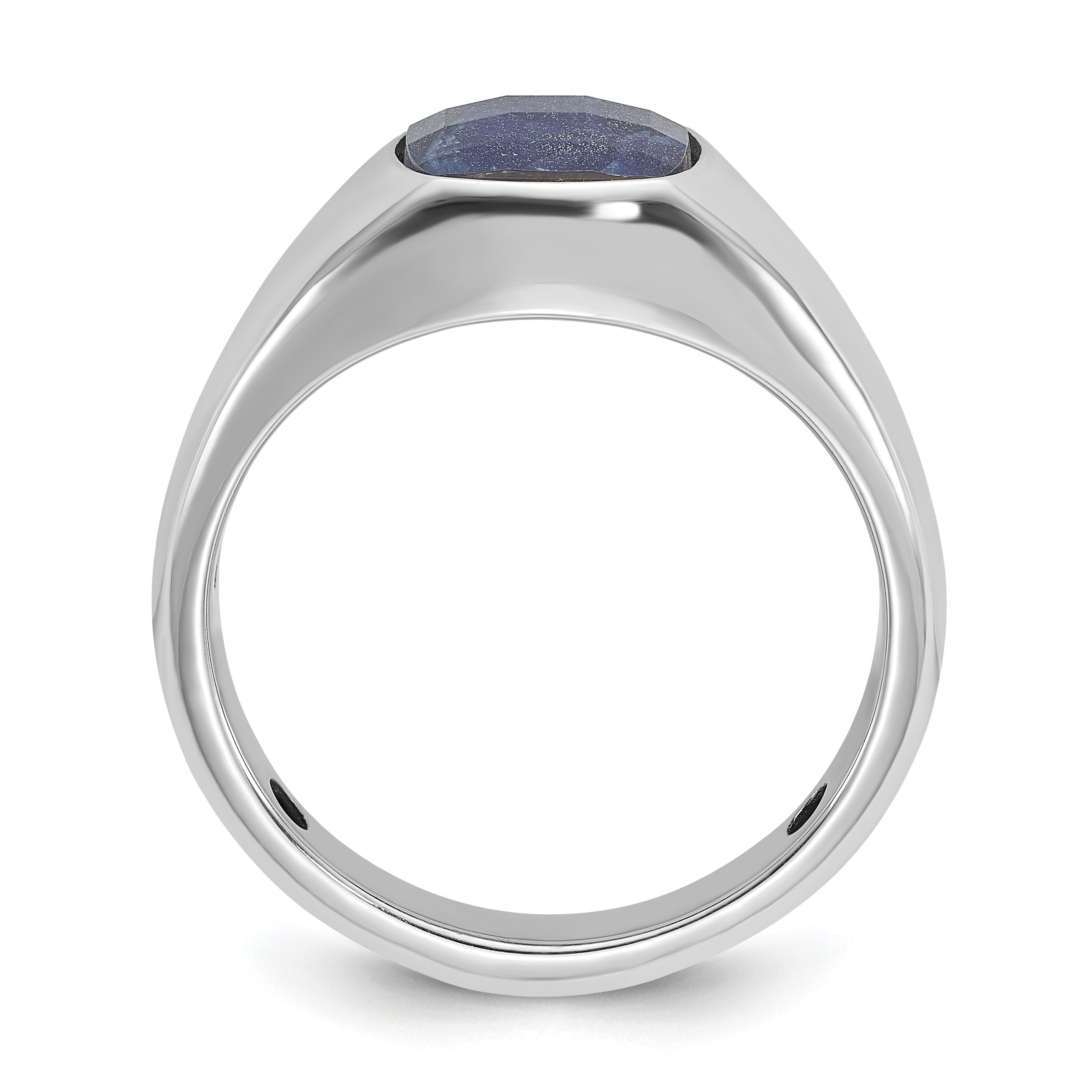 14K Weißgold Herren-Ring mit Saphir-Dublette