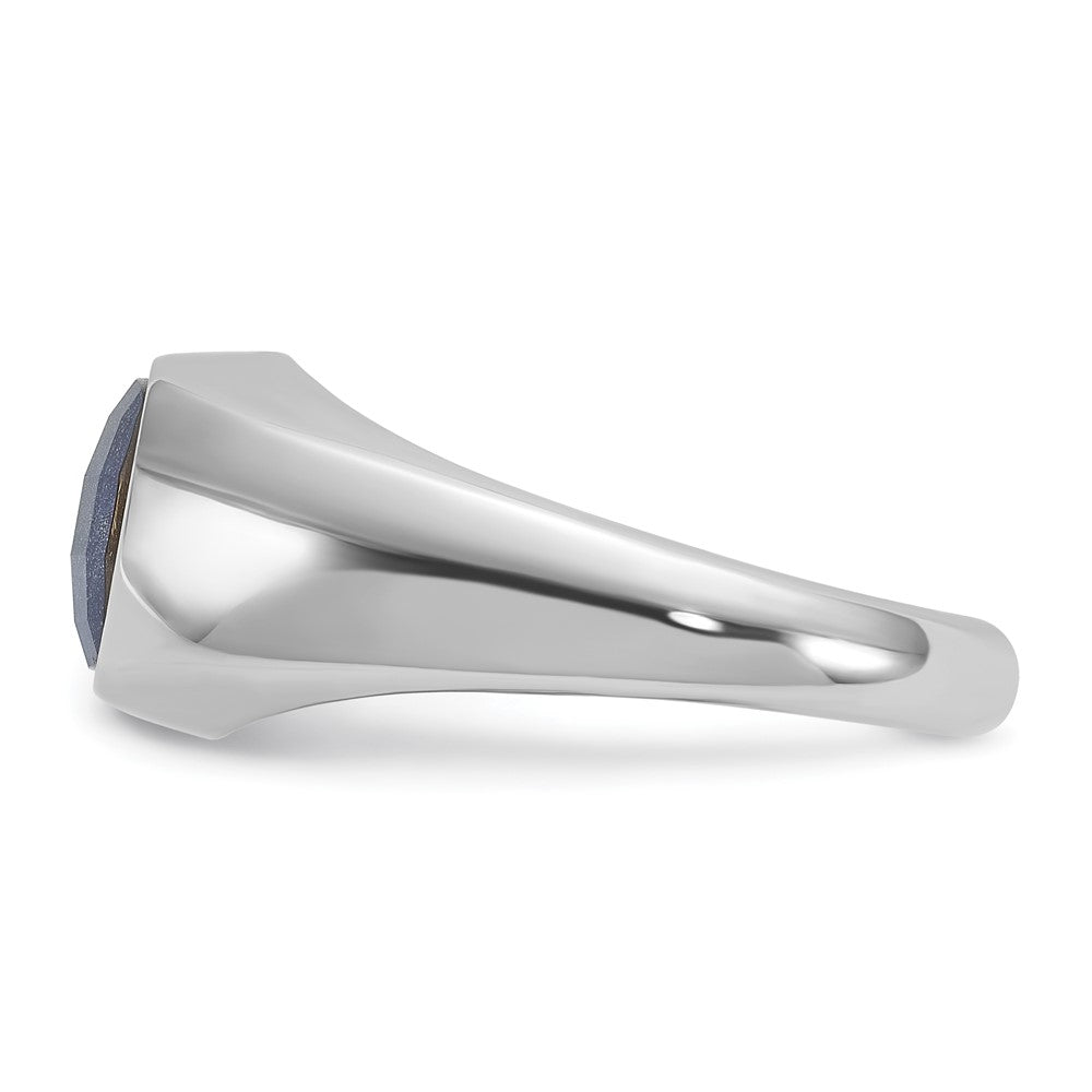 14K Weißgold Herren-Ring mit Saphir-Dublette