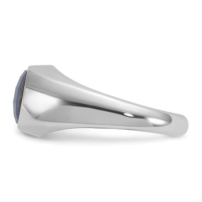 14K Weißgold Herren-Ring mit Saphir-Dublette
