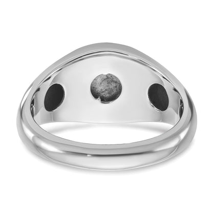 14K Weißgold Herren-Ring mit Saphir-Dublette