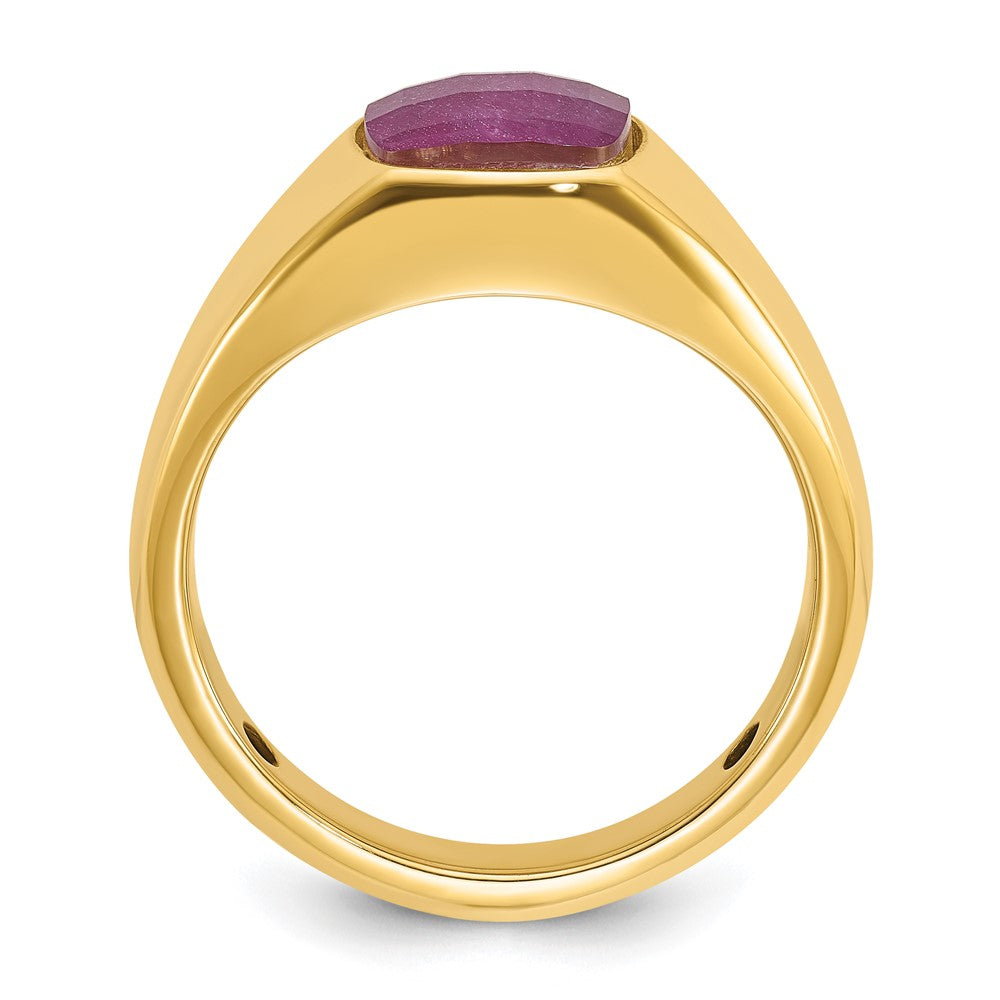 14K Gelbgold Herren-Ring mit Rubin-Dublette komplett gefasst