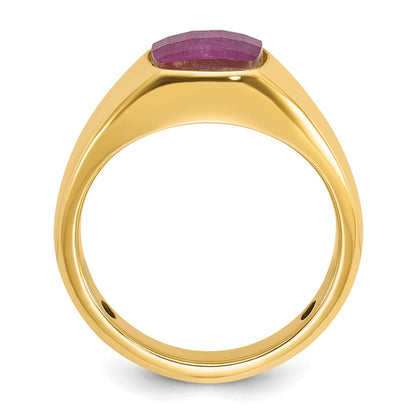 14K Gelbgold Herren-Ring mit Rubin-Dublette komplett gefasst