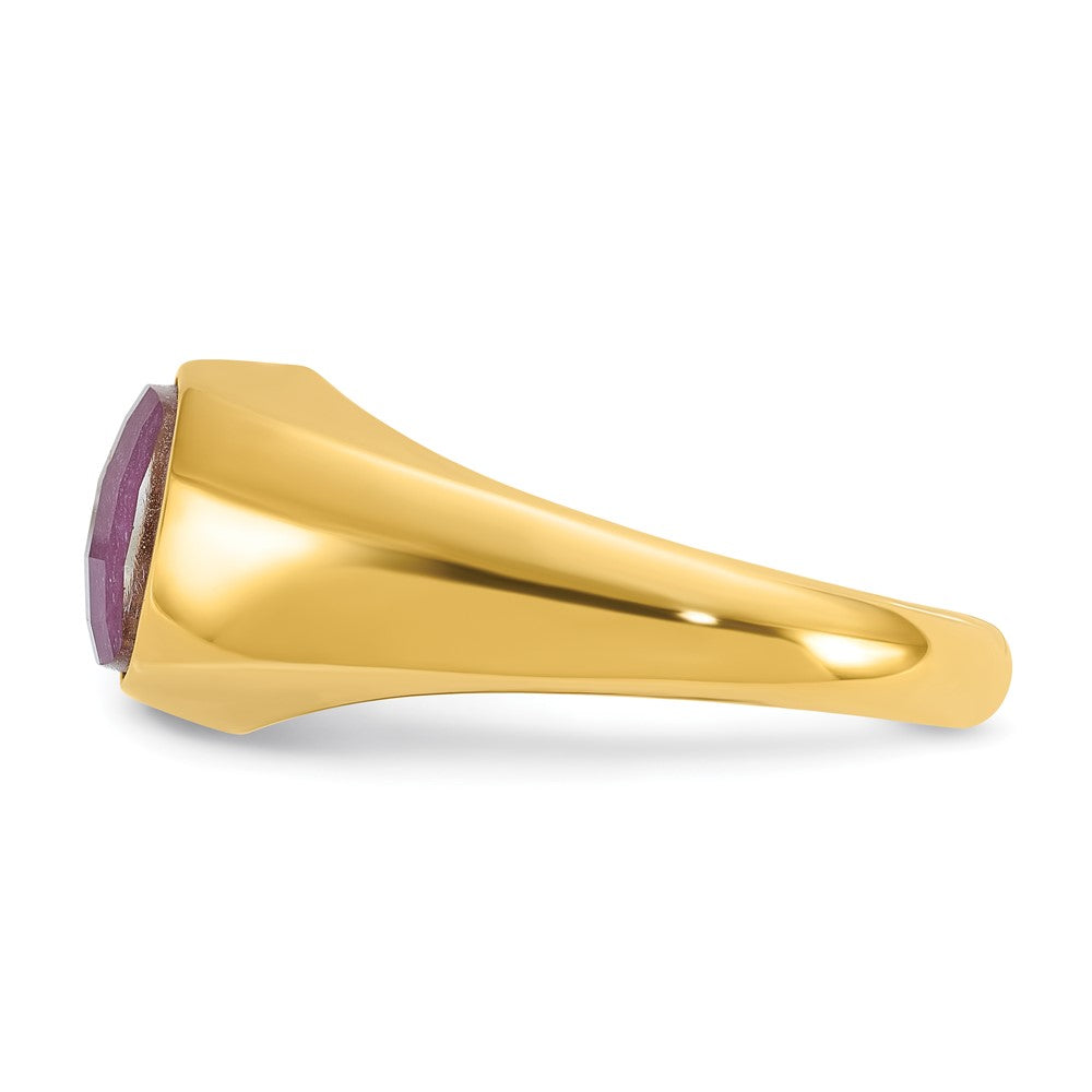 14K Gelbgold Herren-Ring mit Rubin-Dublette komplett gefasst