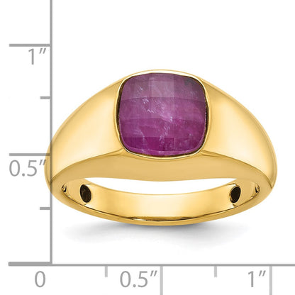 14K Gelbgold Herren-Ring mit Rubin-Dublette komplett gefasst