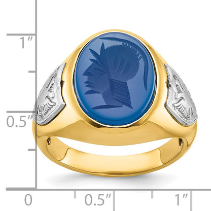 10K Bicolor Ibgoodman Herren Blau Achat Komplett Ring