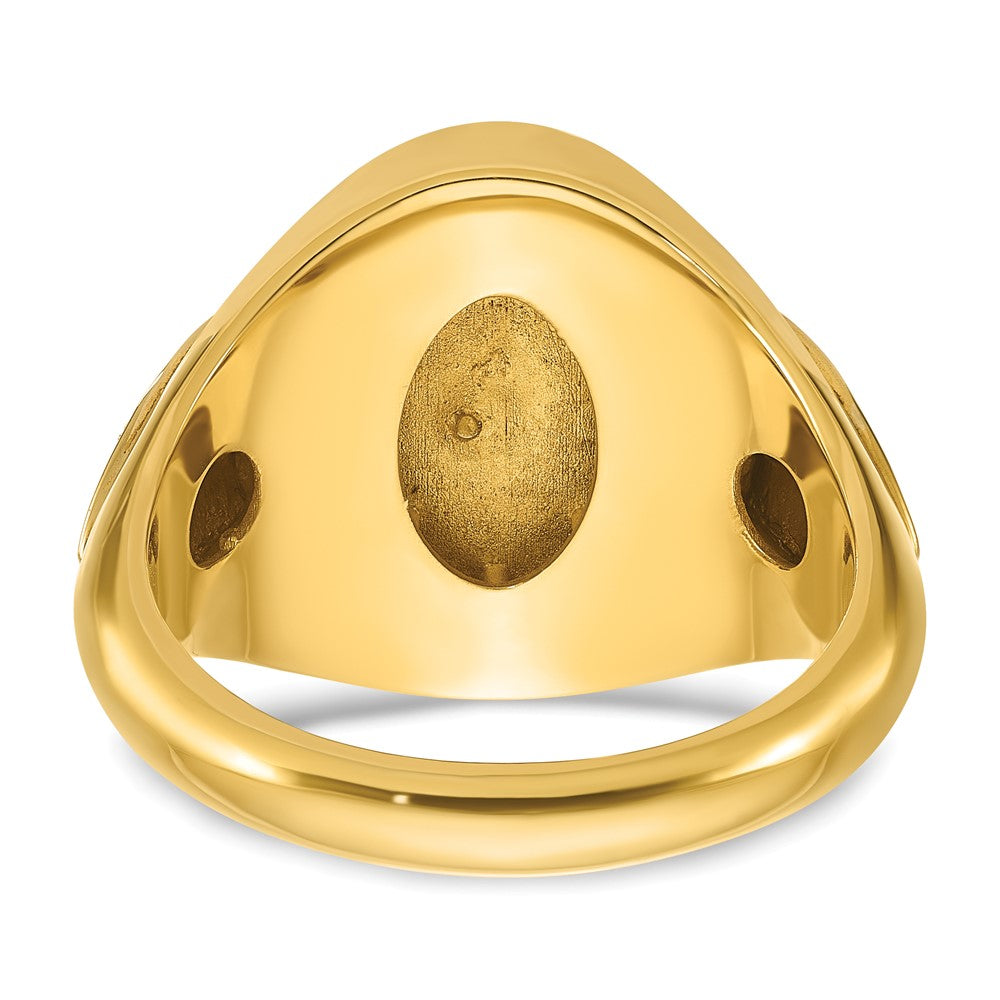 14K Bicolor Gold Herren-Ring mit blauem Achat, komplett besetzt