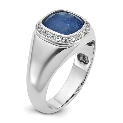 10K Weißgold 10kw Ibgoodman Herren Saphir Doublet Stein und Diamant Komplett Ring