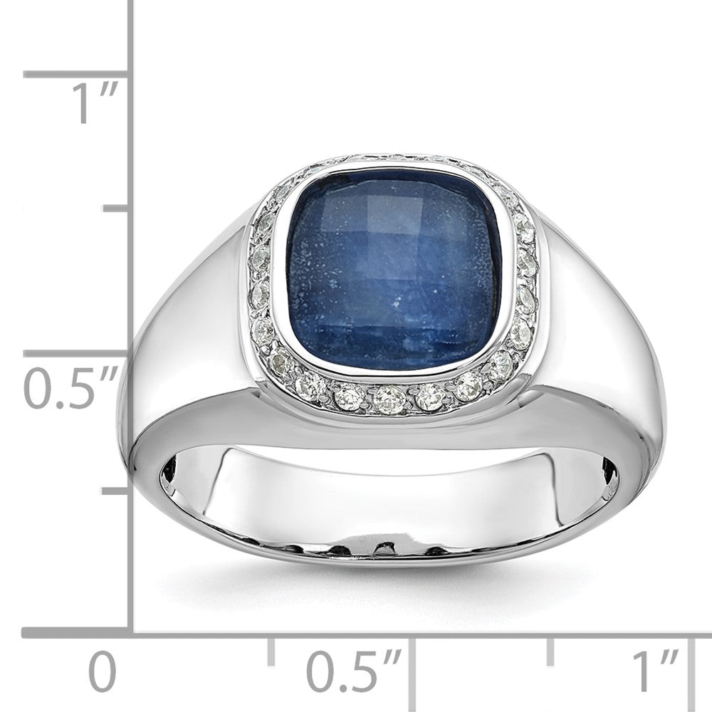 10K Weißgold 10kw Ibgoodman Herren Saphir Doublet Stein und Diamant Komplett Ring
